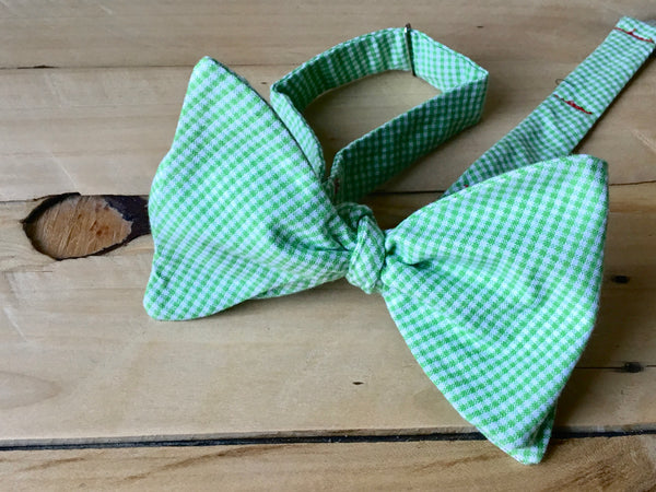 green gingham ganger bow tie