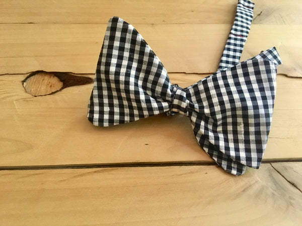 black & white checkmate bow tie