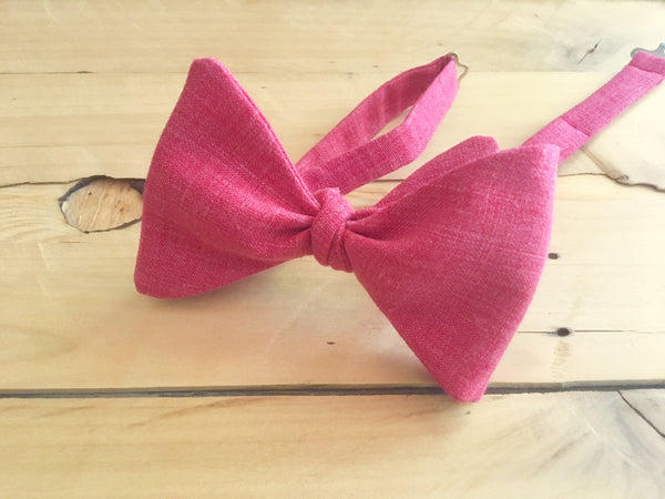 pink linen bow tie