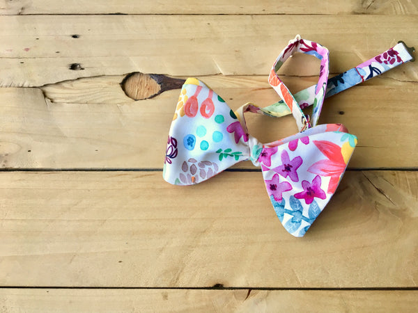 tropical watercolor bow tie
